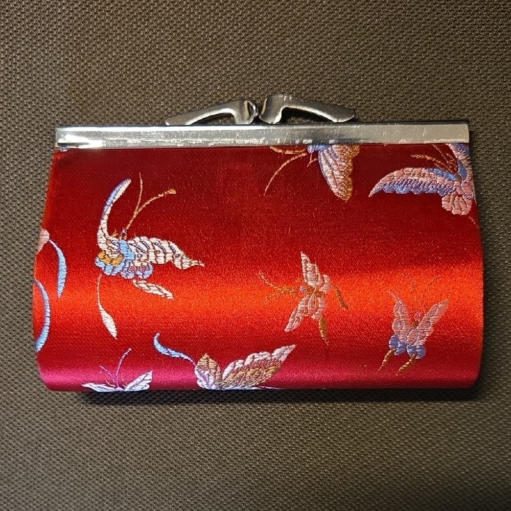 Red Satin Butterfly Clasp Mini Clutch Purse - Picture 2 of 4